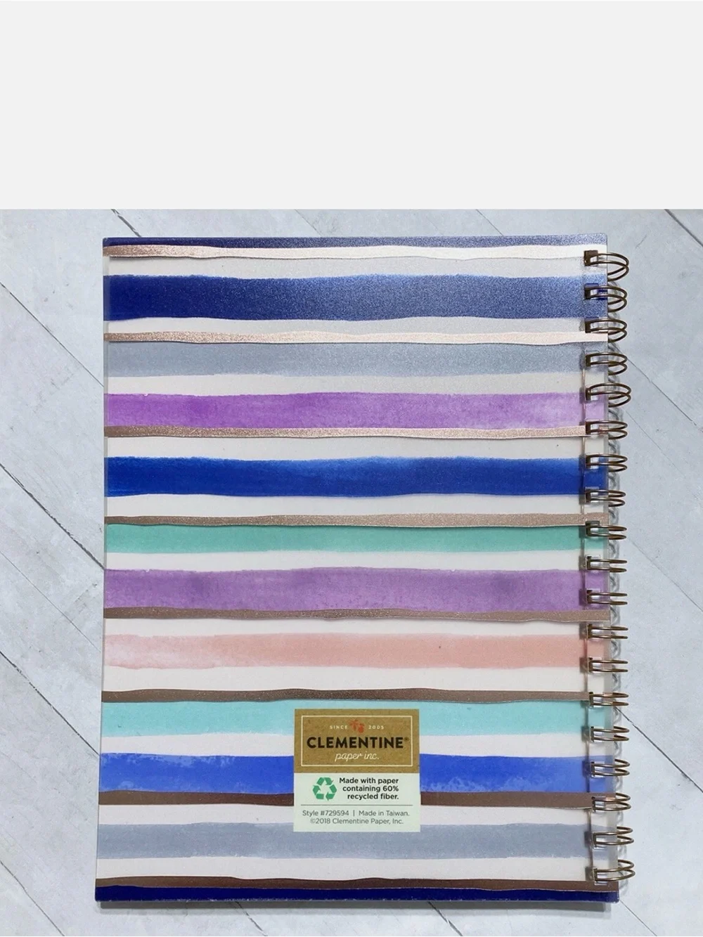 Clementine Watercolor Striped Notebook